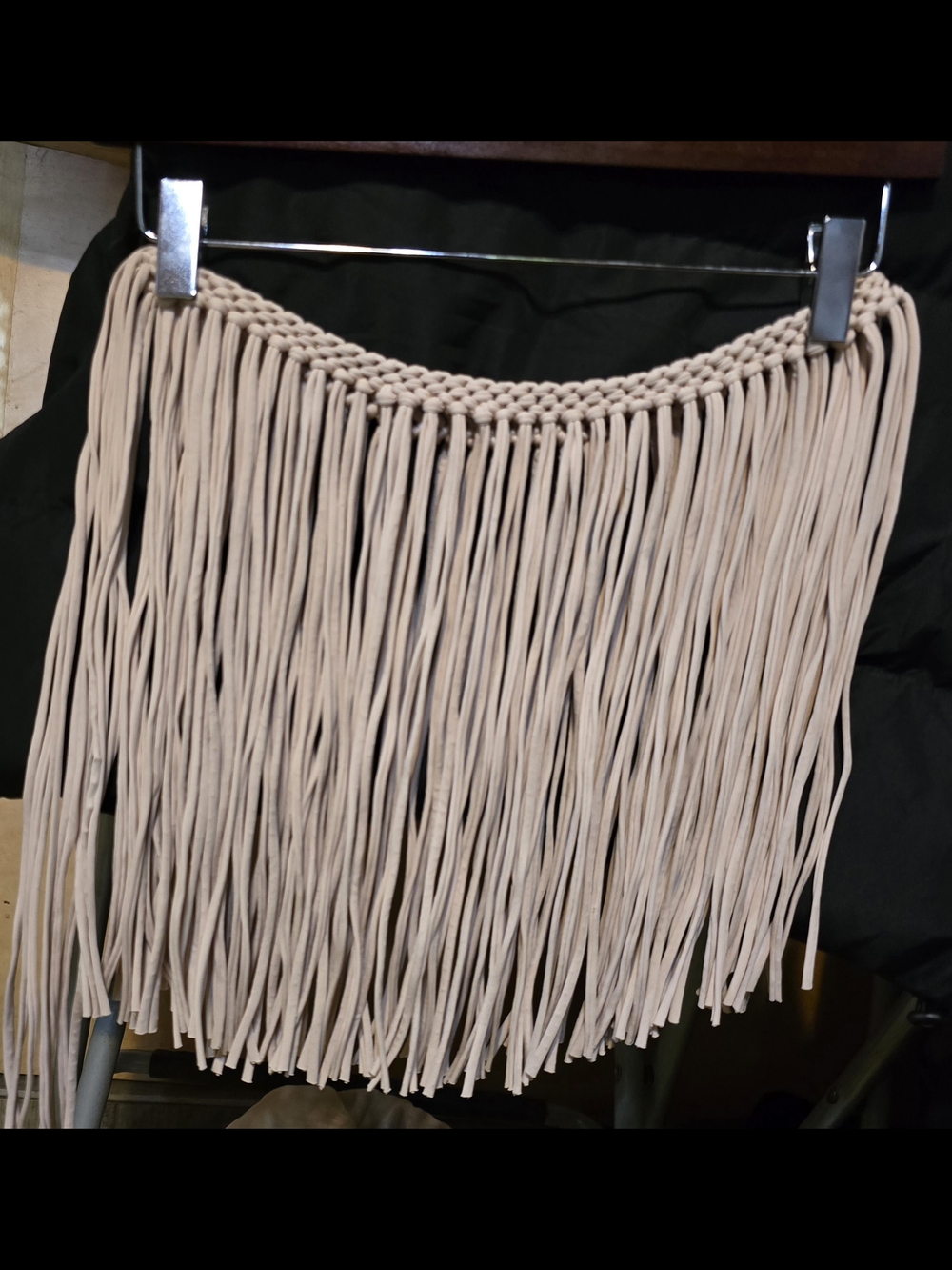 Fringed Macramé Belt or Cover-up in Creme